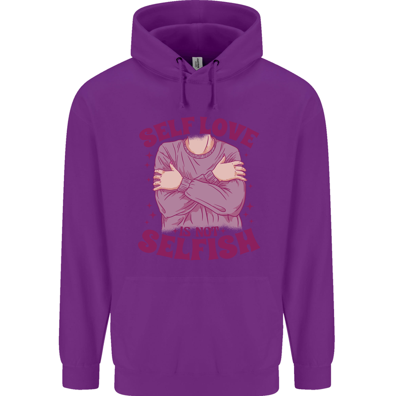 Self Love is Not Selfish Childrens Kids Hoodie Purple