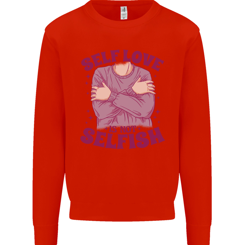 Self Love is Not Selfish Kids Sweatshirt Jumper Bright Red