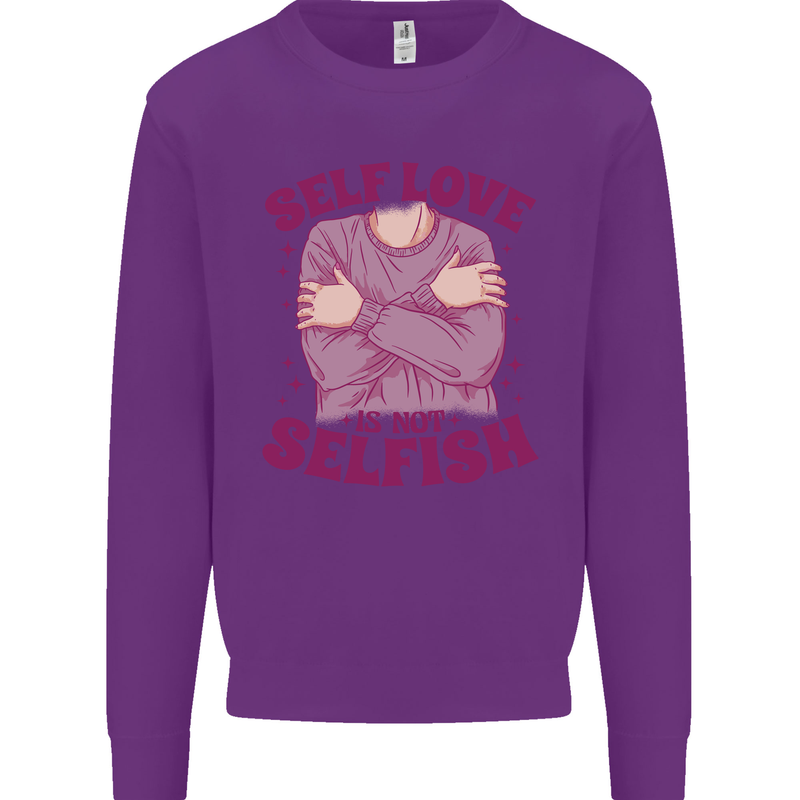 Self Love is Not Selfish Kids Sweatshirt Jumper Purple