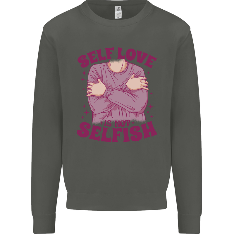 Self Love is Not Selfish Kids Sweatshirt Jumper Storm Grey