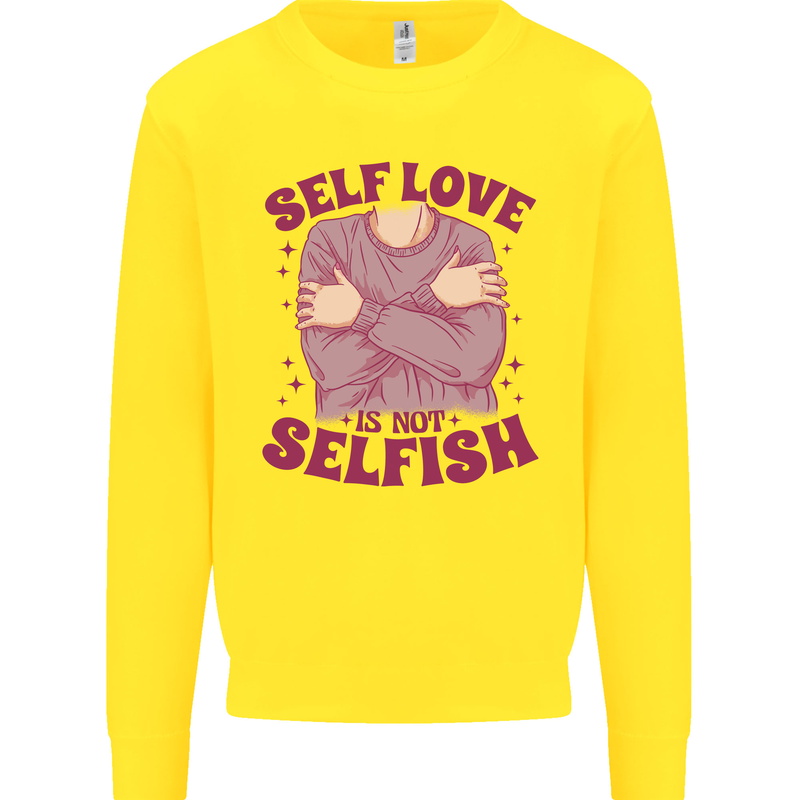 Self Love is Not Selfish Kids Sweatshirt Jumper Yellow