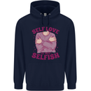 Self Love is Not Selfish Mens 80% Cotton Hoodie Navy Blue