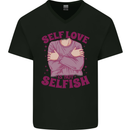 Self Love is Not Selfish Mens V-Neck Cotton T-Shirt Black