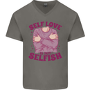 Self Love is Not Selfish Mens V-Neck Cotton T-Shirt Charcoal