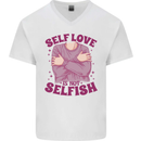 Self Love is Not Selfish Mens V-Neck Cotton T-Shirt White