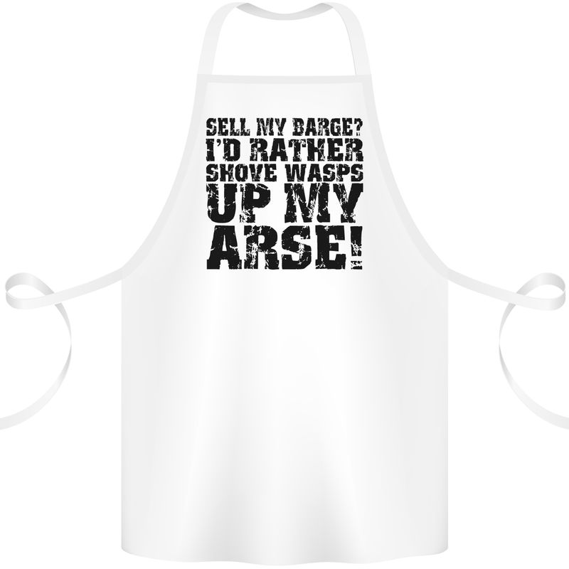 Sell My Barge? Long Narrow Boat Speedboat Cotton Apron 100% Organic White