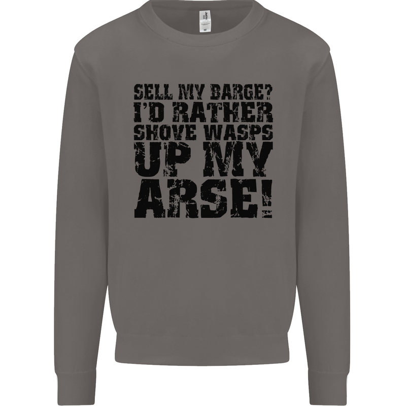 Sell My Barge? Long Narrow Boat Speedboat Mens Sweatshirt Jumper Charcoal