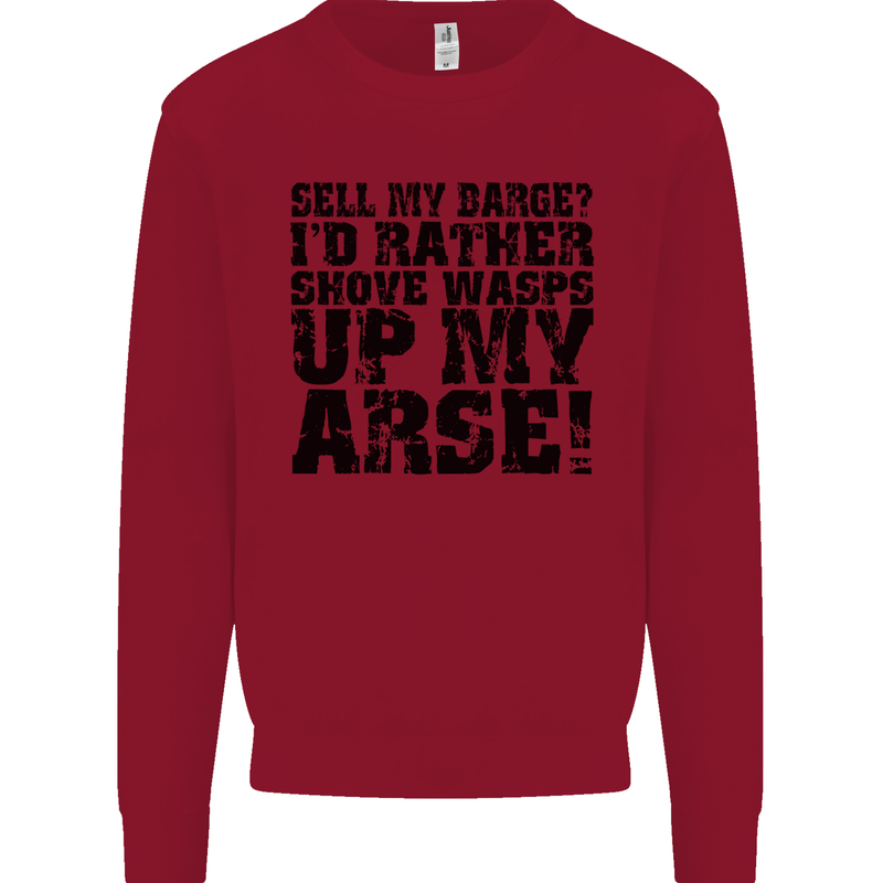 Sell My Barge? Long Narrow Boat Speedboat Mens Sweatshirt Jumper Red