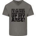 Sell My Barge? Long Narrow Boat Speedboat Mens V-Neck Cotton T-Shirt Charcoal
