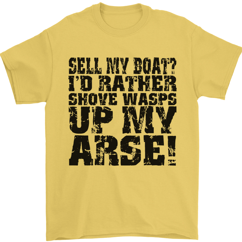 Sell My Boat? Speedboat Yacht Dingy Sailing Mens T-Shirt Cotton Gildan Yellow