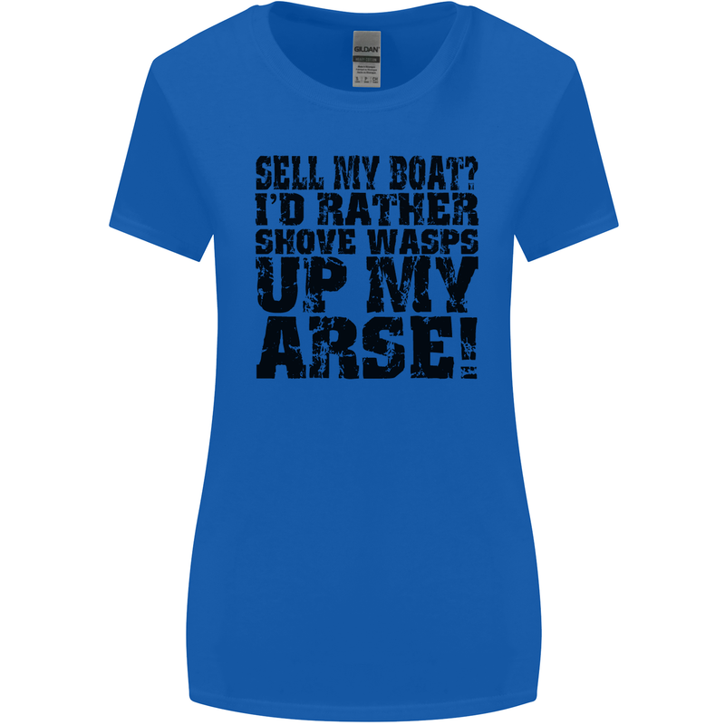 Sell My Boat? Speedboat Yacht Dingy Sailing Womens Wider Cut T-Shirt Royal Blue