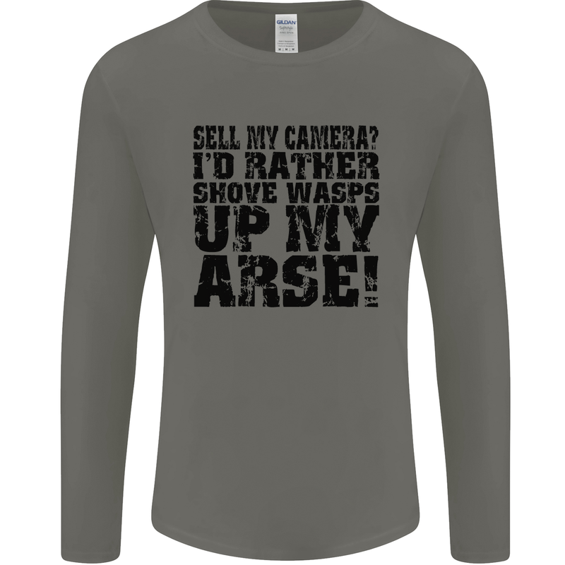 Sell My Camera? Photographer Photography Mens Long Sleeve T-Shirt Charcoal