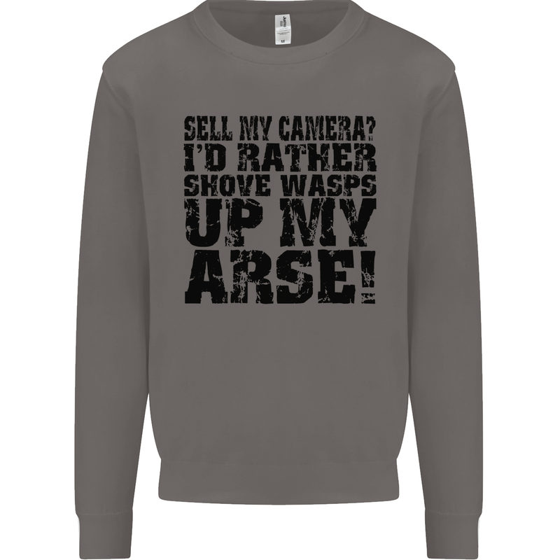 Sell My Camera? Photographer Photography Mens Sweatshirt Jumper Charcoal