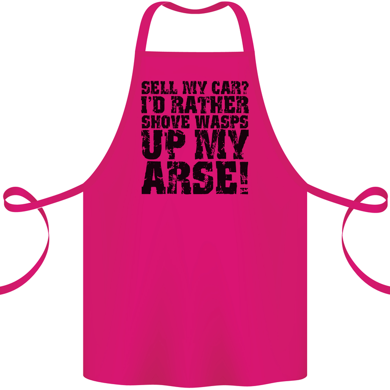 Sell My Car? Funny Classic Sport Enthusiast Cotton Apron 100% Organic Pink