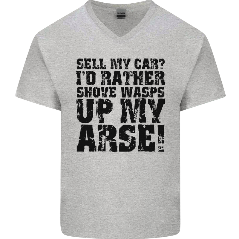 Sell My Car? Funny Classic Sport Enthusiast Mens V-Neck Cotton T-Shirt Sports Grey