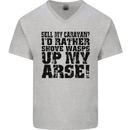 Sell My Caravan? Caravanning Funny Holiday Mens V-Neck Cotton T-Shirt Sports Grey