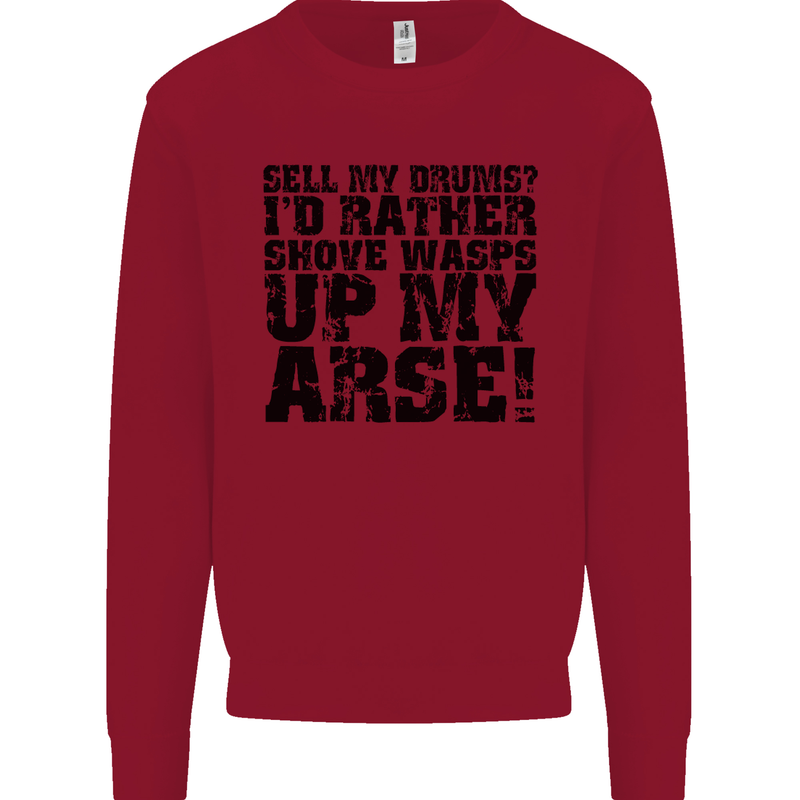 Sell My Drums? Drums Drummer Drumming Mens Sweatshirt Jumper Red