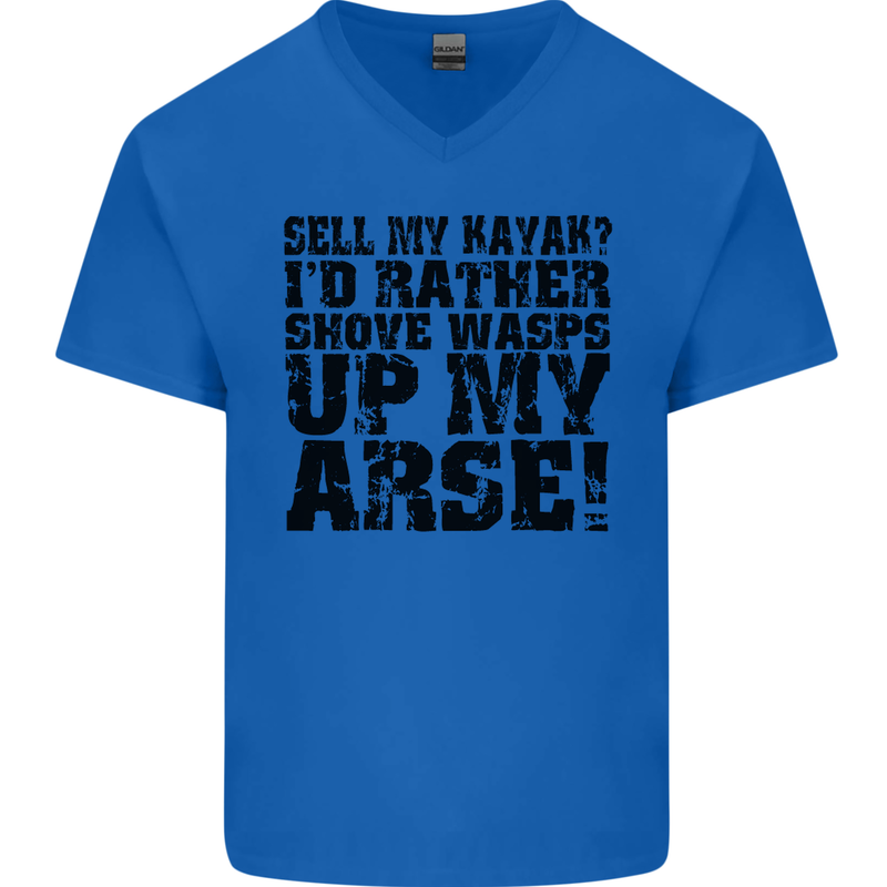 Sell My Kayak? Funny Kayaking Mens V-Neck Cotton T-Shirt Royal Blue