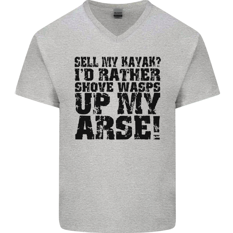 Sell My Kayak? Funny Kayaking Mens V-Neck Cotton T-Shirt Sports Grey