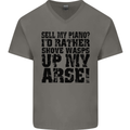 Sell My Piano? Funny Pianist Player Music Mens V-Neck Cotton T-Shirt Charcoal