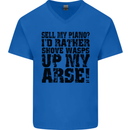 Sell My Piano? Funny Pianist Player Music Mens V-Neck Cotton T-Shirt Royal Blue