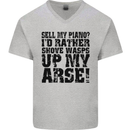 Sell My Piano? Funny Pianist Player Music Mens V-Neck Cotton T-Shirt Sports Grey