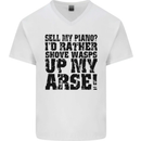 Sell My Piano? Funny Pianist Player Music Mens V-Neck Cotton T-Shirt White