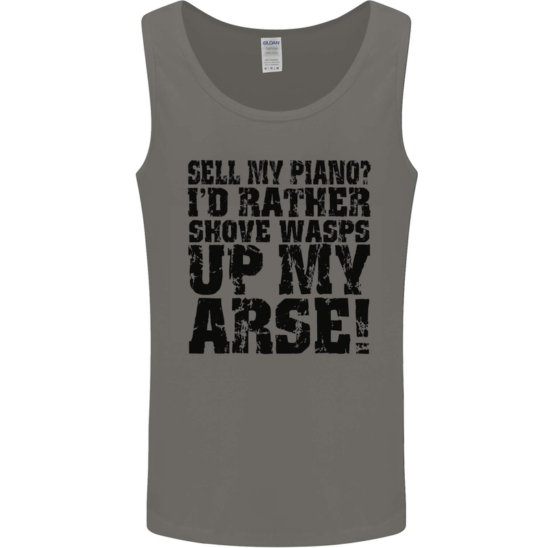 Sell My Piano? Funny Pianist Player Music Mens Vest Tank Top Charcoal