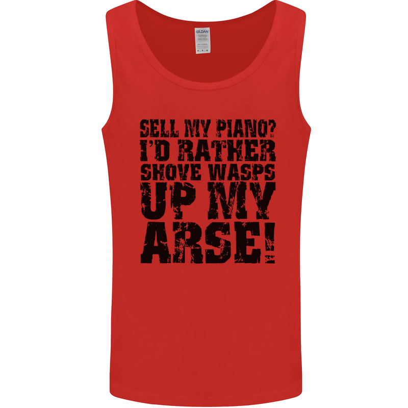 Sell My Piano? Funny Pianist Player Music Mens Vest Tank Top Red