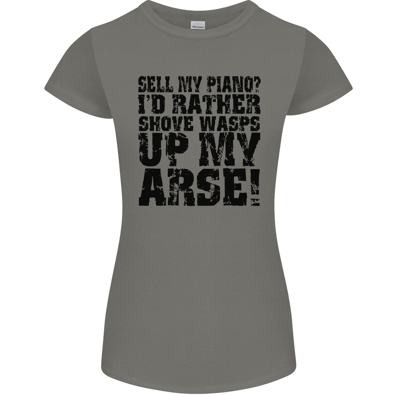 Sell My Piano? Funny Pianist Player Music Womens Petite Cut T-Shirt Charcoal