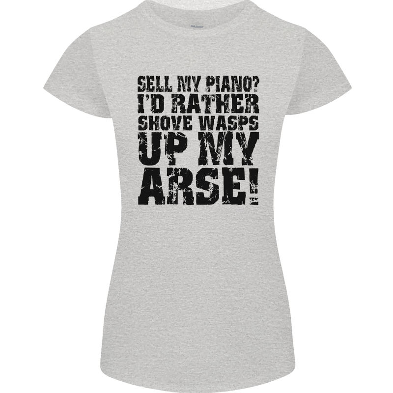 Sell My Piano? Funny Pianist Player Music Womens Petite Cut T-Shirt Sports Grey