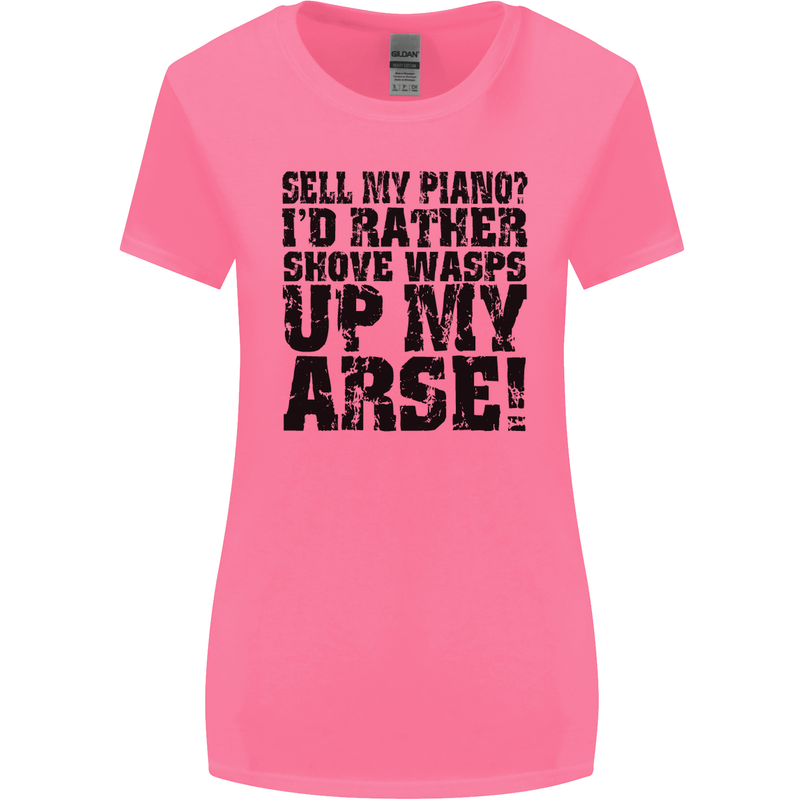 Sell My Piano? Funny Pianist Player Music Womens Wider Cut T-Shirt Azalea