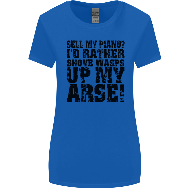 Sell My Piano? Funny Pianist Player Music Womens Wider Cut T-Shirt Royal Blue