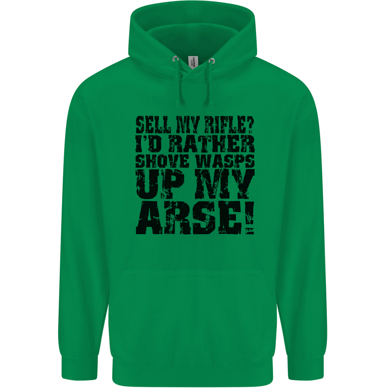 Sell My Rifle? Soldier Farmer Farming Range Mens 80% Cotton Hoodie Irish Green