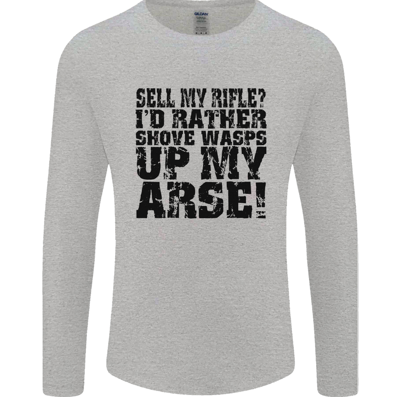 Sell My Rifle? Soldier Farmer Farming Range Mens Long Sleeve T-Shirt Sports Grey