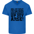 Sell My Rifle? Soldier Farmer Farming Range Mens V-Neck Cotton T-Shirt Royal Blue