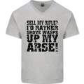 Sell My Rifle? Soldier Farmer Farming Range Mens V-Neck Cotton T-Shirt Sports Grey