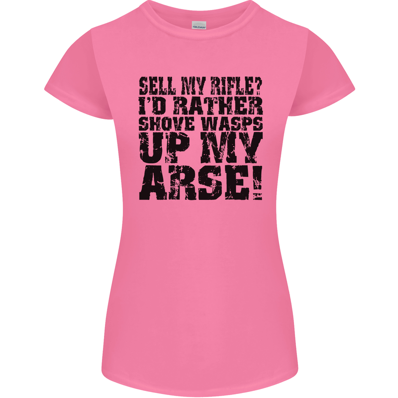 Sell My Rifle? Soldier Farmer Farming Range Womens Petite Cut T-Shirt Azalea