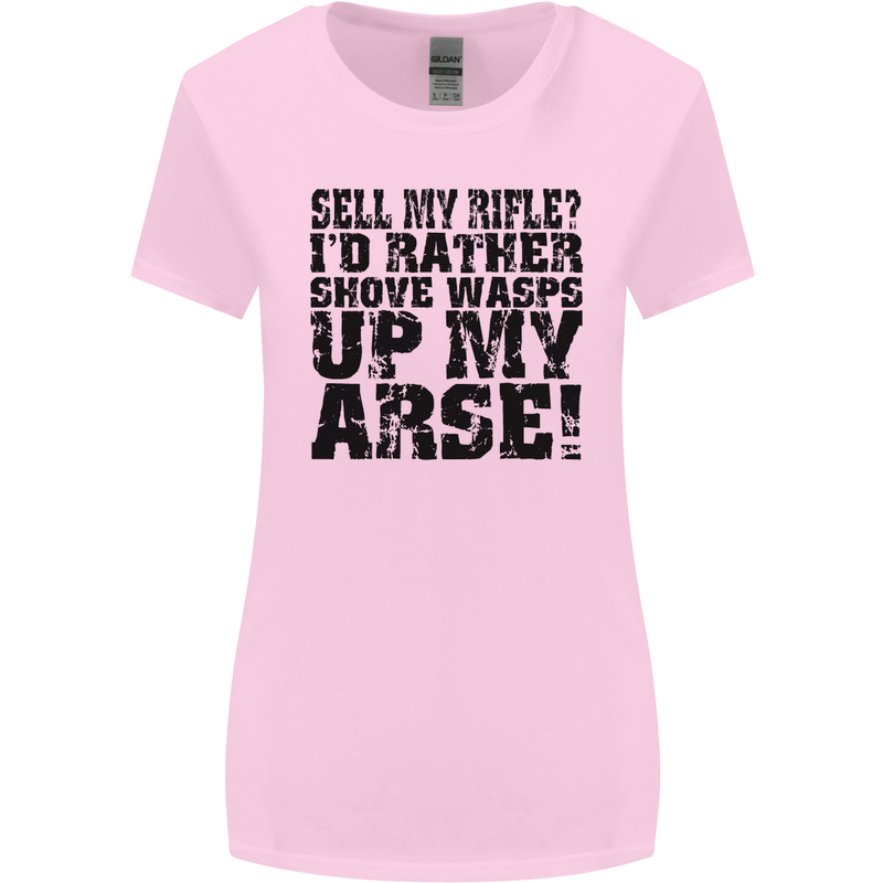 Sell My Rifle? Soldier Farmer Farming Range Womens Wider Cut T-Shirt Light Pink