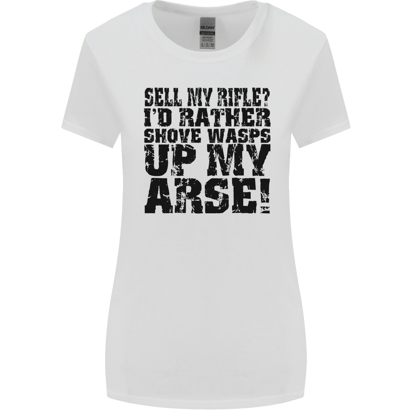 Sell My Rifle? Soldier Farmer Farming Range Womens Wider Cut T-Shirt White