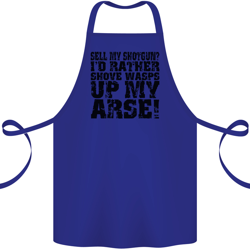 Sell My Shotgun? Farmer Farming Tractor Cotton Apron 100% Organic Royal Blue