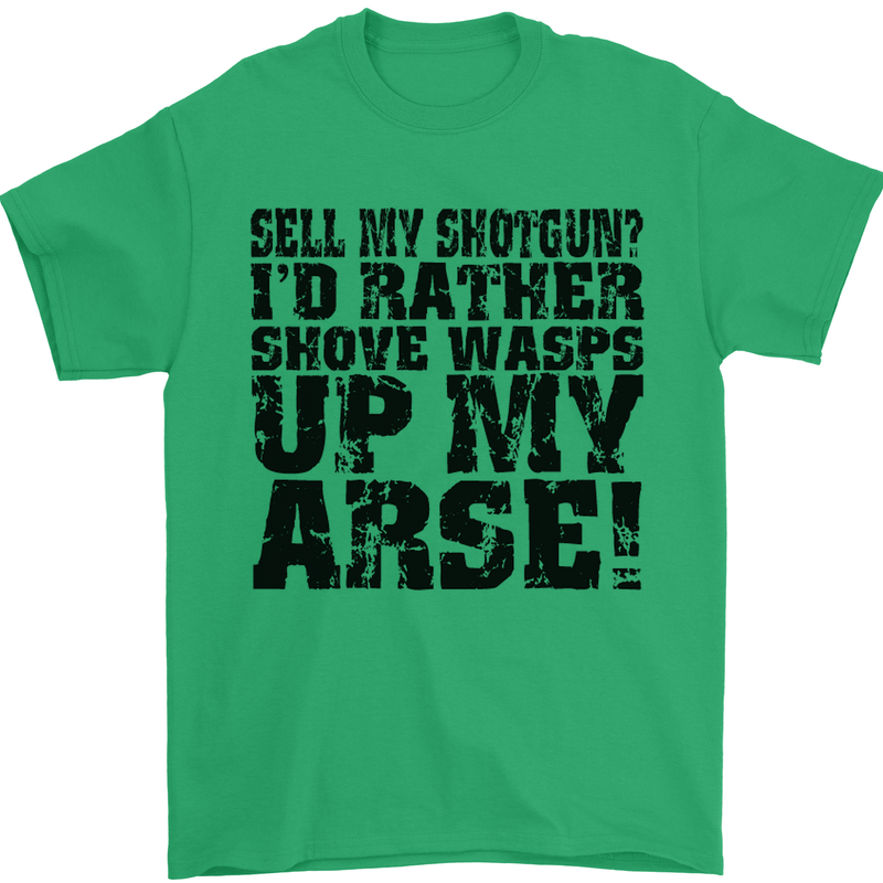 Sell My Shotgun? Farmer Farming Tractor Mens T-Shirt Cotton Gildan Irish Green