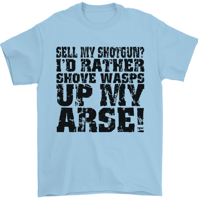 Sell My Shotgun? Farmer Farming Tractor Mens T-Shirt Cotton Gildan Light Blue
