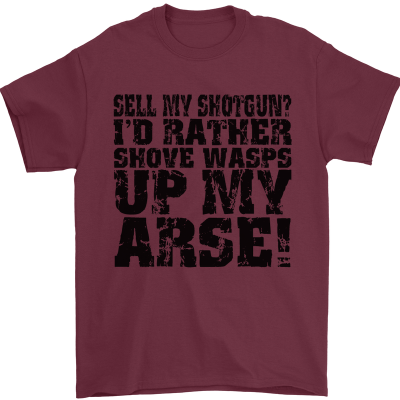 Sell My Shotgun? Farmer Farming Tractor Mens T-Shirt Cotton Gildan Maroon