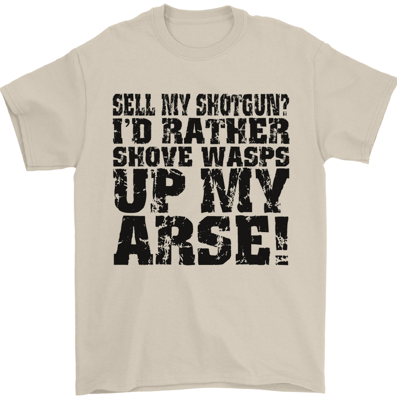 Sell My Shotgun? Farmer Farming Tractor Mens T-Shirt Cotton Gildan Sand