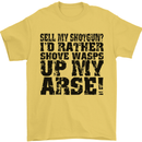 Sell My Shotgun? Farmer Farming Tractor Mens T-Shirt Cotton Gildan Yellow