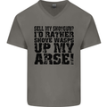 Sell My Shotgun? Farmer Farming Tractor Mens V-Neck Cotton T-Shirt Charcoal