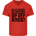 Sell My Shotgun? Farmer Farming Tractor Mens V-Neck Cotton T-Shirt Red