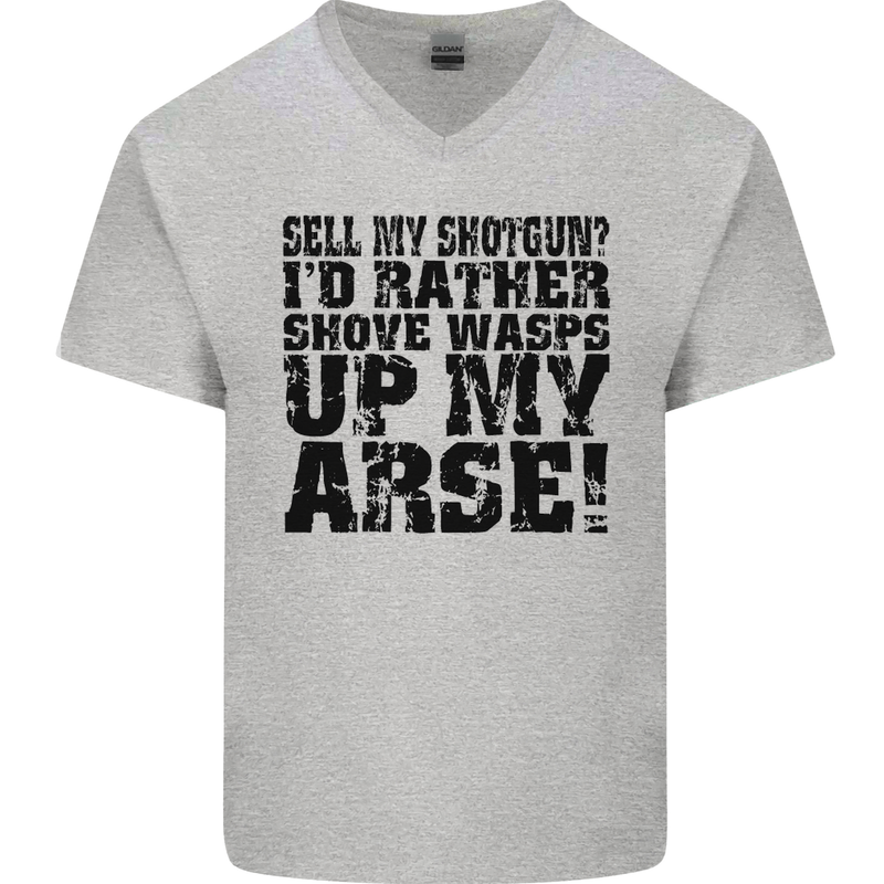 Sell My Shotgun? Farmer Farming Tractor Mens V-Neck Cotton T-Shirt Sports Grey