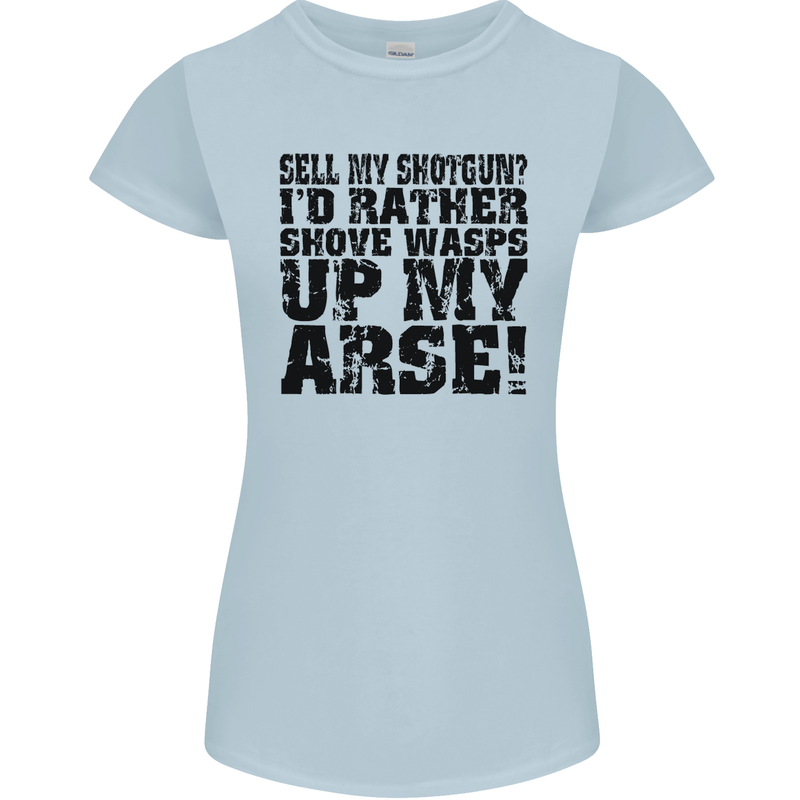 Sell My Shotgun? Farmer Farming Tractor Womens Petite Cut T-Shirt Light Blue